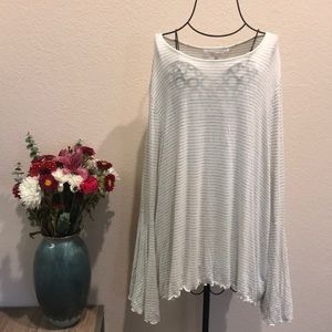 Stripped Bell Sleeved Top